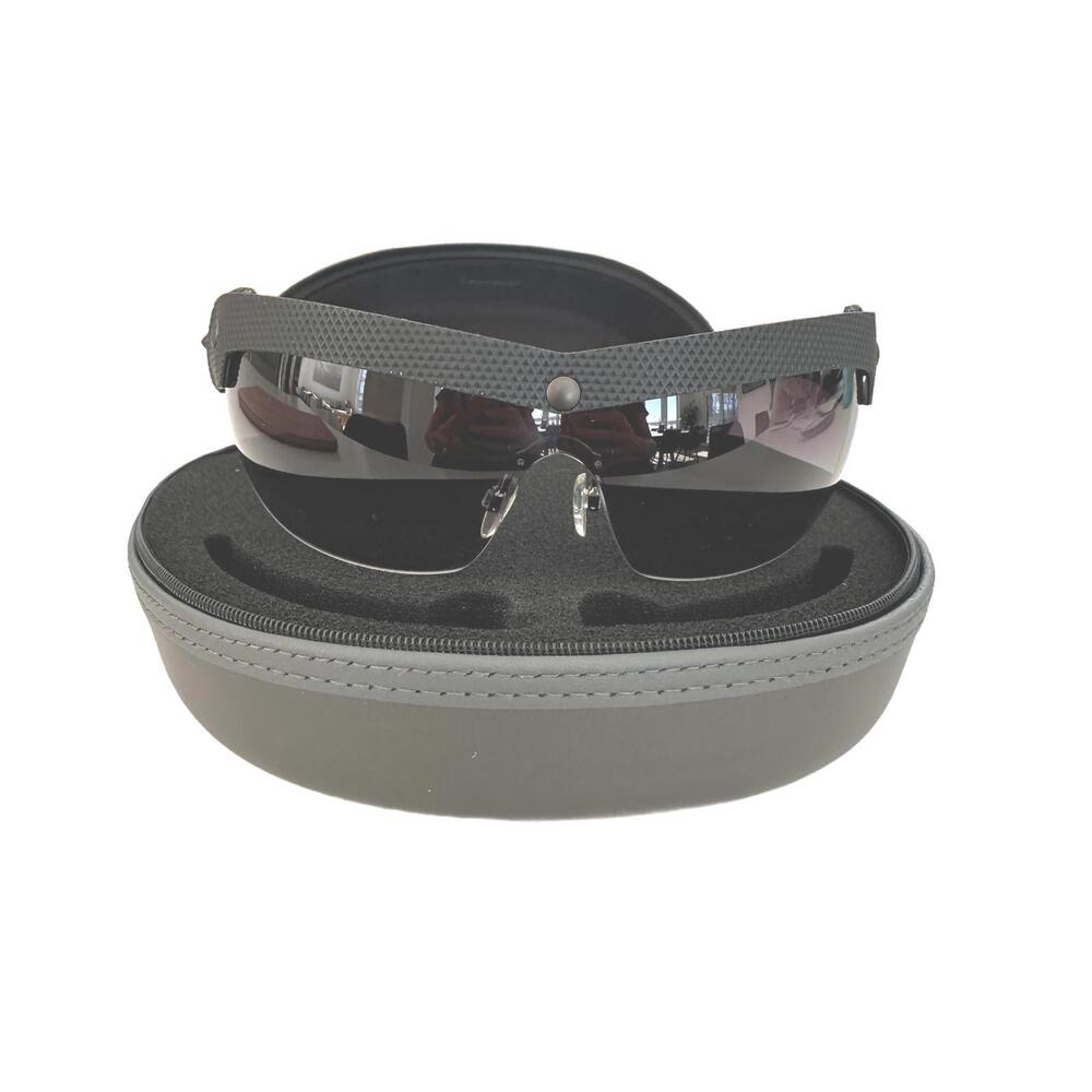Emporio Armani Men's Shield Sunglasses 4021 5138/8G Black Gray with Case  EUC